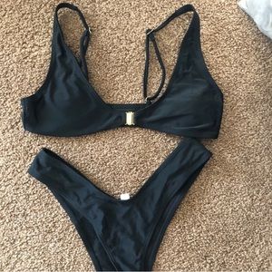 Zaful Black High Leg Bikini